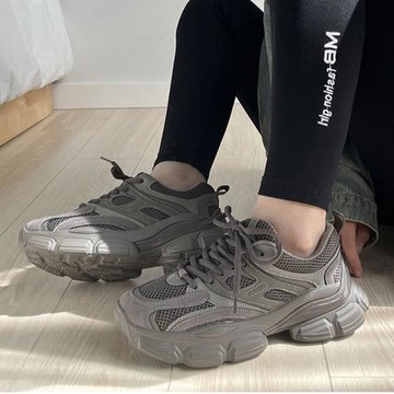 高級感老爹鞋女鞋子新款復古顯腳小運動鞋厚底灰色休閑鞋一件代發