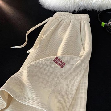 華夫格短褲男夏季跑步外穿運動褲美式高街籃球褲男士休閑五分褲子