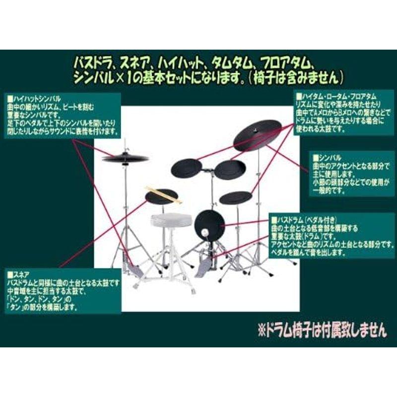 トレーニングドラム 基本練習向けのシンプルドラムセット ドラム椅子無しモデル TD-5DX-ONE