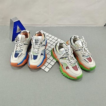 網紅超火真皮潮鞋2025夏季新款洋氣拼色老爹鞋薄網透氣輕便休閑鞋