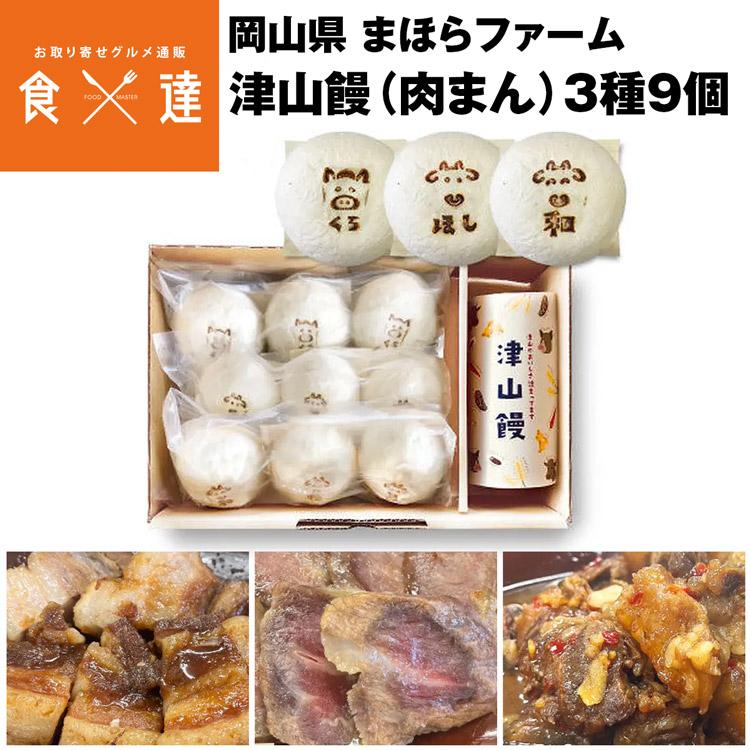 肉まん 冷凍 取り寄せ 津山饅3種9個 黒豚 干し肉 和牛すじ肉 岡山県産 津山 まほらファーム ギフト 産直 冷凍便 同梱不可 指定日不可