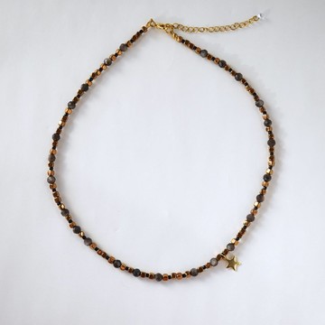 許願星願｜銀曜石與赤鐵礦項鍊｜醫療級不鏽鋼