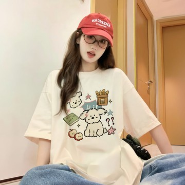 【現貨！當天出貨】女生短袖 100%純棉t恤 大尺碼寬鬆衣服 下半身失蹤上衣 休閒百搭短Tee 設計感女裝 韓系新款棉t