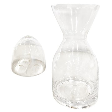 Homely Zakka 午茶食光人面紋飾清透玻璃 冷飲杯瓶組 - 防塵蓋杯 曲線瓶身設計  北極晶透  1組