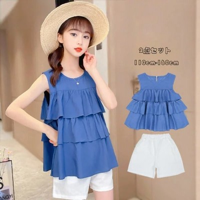子ども服 夏服 夏着 女の子 セットアップ ノースリーブトップス ショーツ 2点セット キッズ 姉妹 上下セット リゾート デイリー 110 160 通販 Lineポイント最大get Lineショッピング