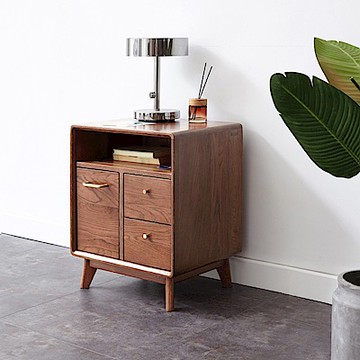 hoi! 源氏木語布拉格胡桃色橡木三抽一格收納櫃 H84D01 (H014319438)