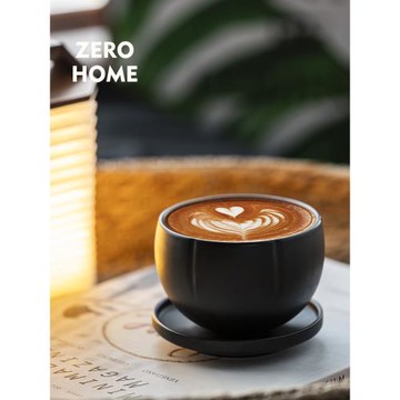ZERO-HOME 陶瓷丸子拉花杯蛋杯 簡約拿鐵杯 精致啞光純色咖啡杯碟
