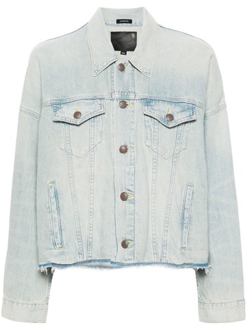 R13 - cropped denim jacket - women - Cotton/Leather - XXS - Blue