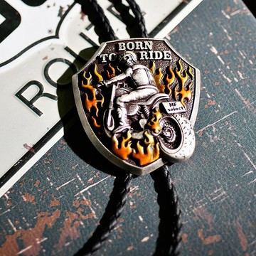烈火戰車 骷髏騎士 保羅領帶 Bolo Tie 真皮皮革項鍊 皮繩領帶