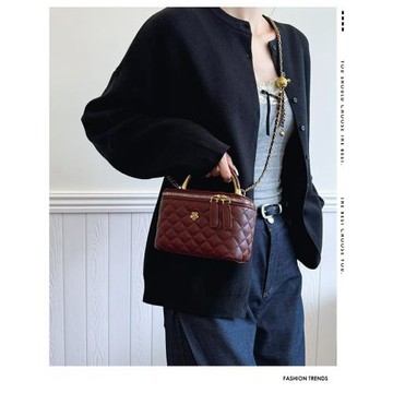 菱格鏈條包包女2025新款小眾設計春夏斜挎包手提小方包小香風刺繡
