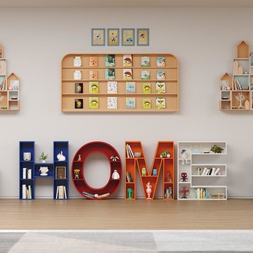 免運/可開發票 鐵藝字母書架學校幼兒園墻上展示架公司落地網紅書柜圖書館置物架 快速出貨