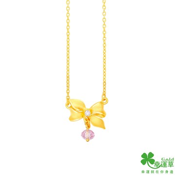 【幸運草金飾】 心之所願黃金/水晶鎖骨項鍊