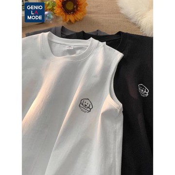 GENIOLAMODE日系運動背心男款夏季潮牌純棉休閑無袖t恤男短袖坎肩