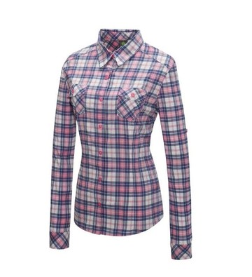 【【蘋果戶外】】山林 31B06 31 粉紅  女 彈性 抗UV 格子長袖襯衫 長上衣 吸濕排汗 快乾 春夏 Mountneer