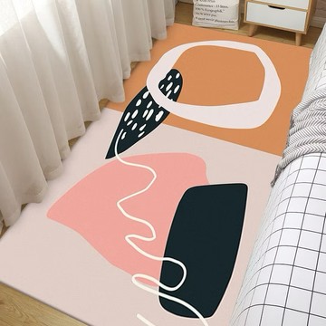 北歐風漸層渲染長絨毛地毯 水晶絨 可常溫機洗  80 x 160cm  粉色 + 黃色