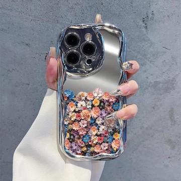 夏日浪漫花海適用三星s24ultra手機殼硅膠s23時尚曲邊紋s20fe電鍍銀s22+/s21小清新a54a15a33小眾a35a55a52潮