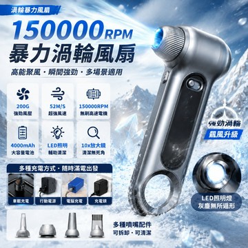 【台灣出貨】150000RPM渦輪暴力風扇 無刷鼓風機 手持吹塵機 車用吹水機 電腦鍵盤清潔 LED照明 多功能風槍