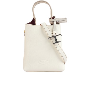 TOD'S T Logo 超小號手提/斜背二用皮革手機包(白色)