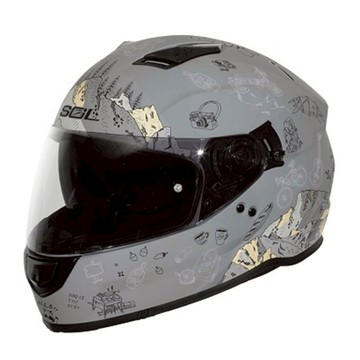 SOL SF-7 / SF7 探險者 消光灰/黃 內藏式墨鏡 金屬排齒釦 EPS 眼鏡溝 耳機槽 全可拆洗 全罩 安全帽