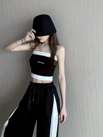 夏季套裝女裝氣質性感顯瘦新款炸街洋氣高腰休閑哈倫褲時尚兩件套