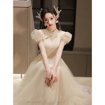 香檳色晚禮服裙女宴會氣質高端輕奢小眾訂婚旗袍新中式高級感絕美