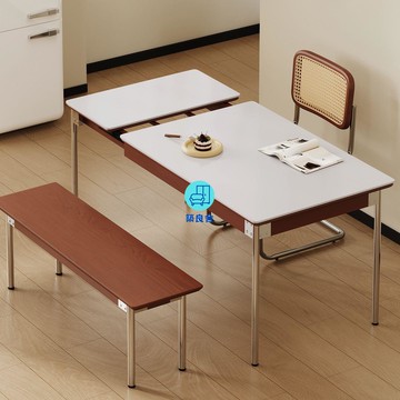 可開發票 免運 中古風 北歐 岩板 餐桌 椅子 組合 實木 折疊 長方形 小戶型 餐桌椅 組合  工廠現貨直銷 售後保障 店長推薦 5Z12230