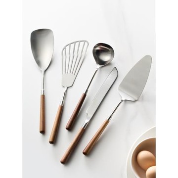 米立風物黑胡桃木柄鏟勺分餐勺湯勺蛋糕鏟煎鏟廚房鏟子廚具套裝