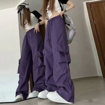 台灣出貨 工裝長褲女 美式復古工裝褲 大尺碼長褲 休閒長褲 直筒長褲 秋冬長褲 休閒長褲  垂感長褲 長褲女 運動長褲