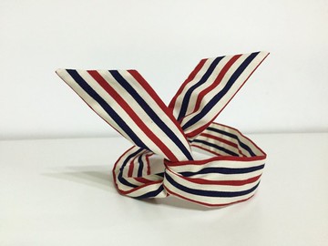 回憶 / 條紋 紅 深藍 / 軟鐵絲 鐵絲 髮帶 髮箍