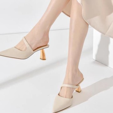 配裙子涼拖鞋女2025新款夏季外穿氣質高級感絕美高跟包頭半拖鞋女