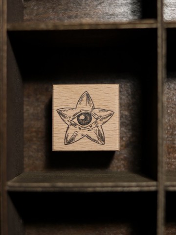 復古手繪風 楓木印章 月