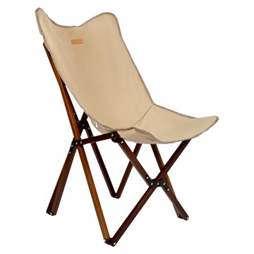 山之客 黑櫸木蝴蝶椅子 SZK374 小 米色  戶外露營便攜折疊椅 櫸木骨架 舒適椅面  1個