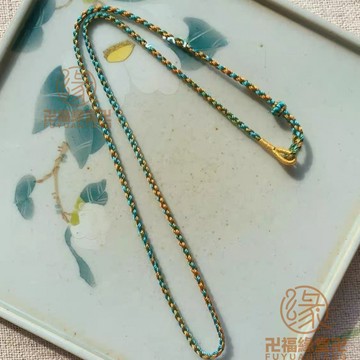 🙏🏻結緣小物🙏🏻藏式手繩 藏式編繩 平安手鍊 純手工千裏江山編繩項鏈尾部編織橫穿蜜蠟吊墜打結薄荷吊墜免