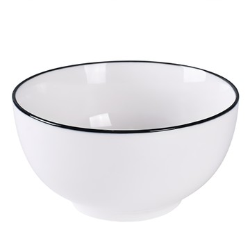 Homely Zakka 北歐創意簡約陶瓷餐具 小圓麵碗  白色 + 黑邊  1個