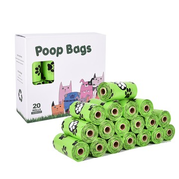 Truly House 環保薰香寵物撿便袋/可降解手提垃圾袋 腳印花紋  1組  20捲  綠色