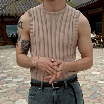 肌肉款質感粗羅紋針織無袖背心 3色 YUPPIE 預購商品 0429