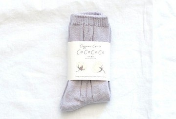 薰衣草染製 有機棉 粗針織紋路 寬鬆襪