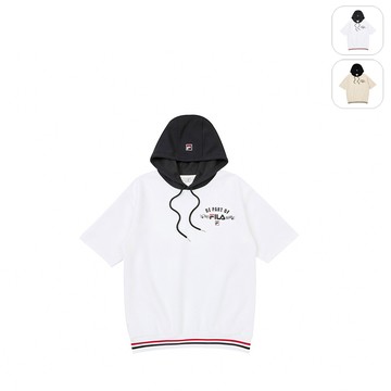 【FILA】中性 短袖 連帽T恤-白色 1TEZ-1403-WT