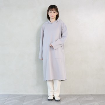 厚磅針織連帽洋裝  灰F