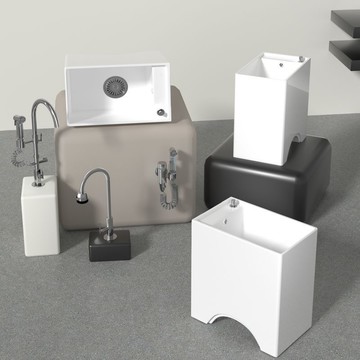 家用豎款超窄迷你拖把池陶瓷灰色拖布池小尺寸陽臺一體成型龍頭 b8031