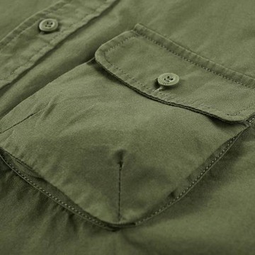 夏季新款短袖襯衫男士夏季純棉工裝美式休閑薄款純色寬松襯衣外套