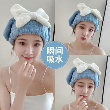 小店嚴選🥭幹發帽速乾女款超強吸水洗澡浴帽洗頭毛巾不掉毛學生款蝴蝶結浴帽ZG