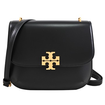 TORY BURCH 157317 Eleanor 金屬釦翻蓋肩背/斜背馬鞍包.黑