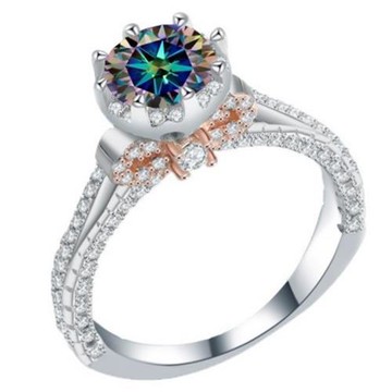 現貨+預購 頂級莫桑鑽石戒指925純銀戒指婚戒女鑽戒子求婚戒情人節禮物-領結微鑲嵌5色74lp63【獨家進口】【米蘭精品】