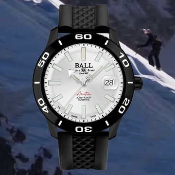 BALL 波爾 B2_Fireman 自體發光微型氣燈 300米機械錶-黑框白面42mm(DM3090A-P10J-SL)