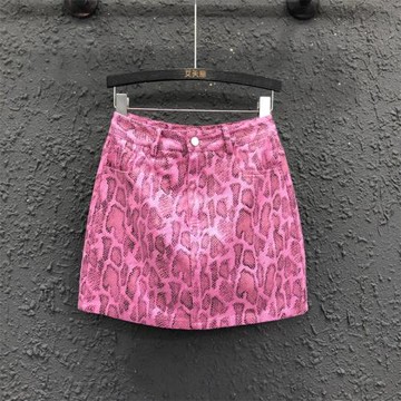 韓版簡約豹紋牛仔半身裙女2025春夏新款洋氣減齡顯瘦a字包臀短裙