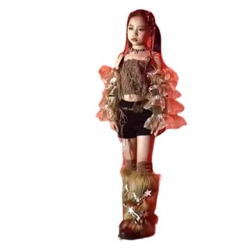 女童爵士舞服裝沙丘廢土風少兒jazz嘻哈女團走秀表演街舞兒童潮服