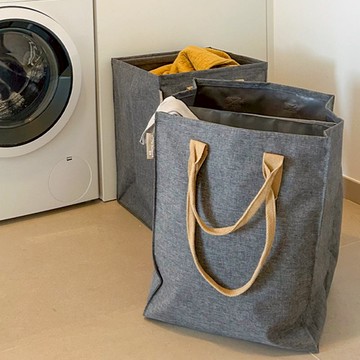 雙格分類洗衣籃76L (灰)