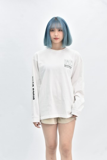(L) uniqlo 棉質鏈鋸人聯名白色長袖上衣