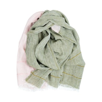 TSAVO亞麻薄圍巾 (玫瑰淺橄欖)